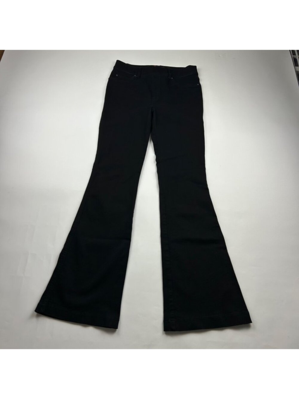 LONG SPANX Black Stretch Denim High Rise Flare Jeans M